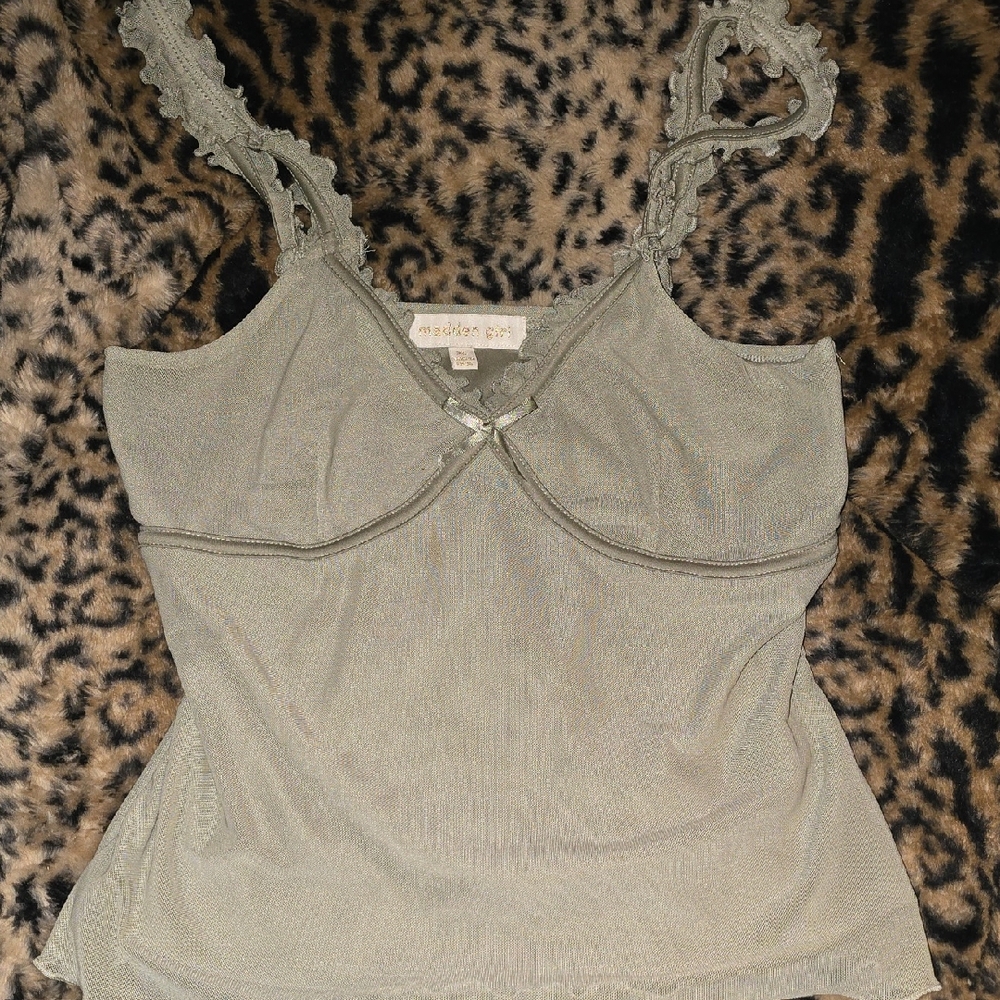 Madden Girl Lace Trim Camisole in Green